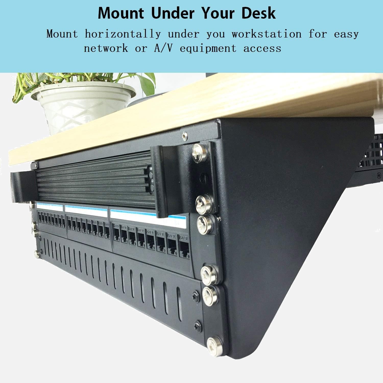 JINGCHENGMEI 3U 125 lb Weight Capacity Heavy Duty 19 Inches Steel Vertical Patch Panel Mounting Bracket for Networking Equipment (MFT-HVWRF3U) Pack of 2