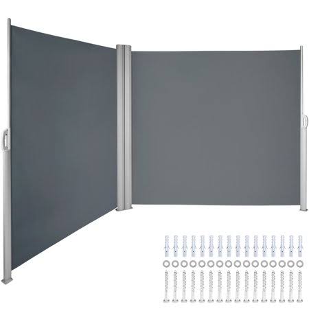 Vevor Retractable Side Awning 236 inch x 71 inch,Double Retractable Patio Screen Waterproof, Retractable Room Divider Black for