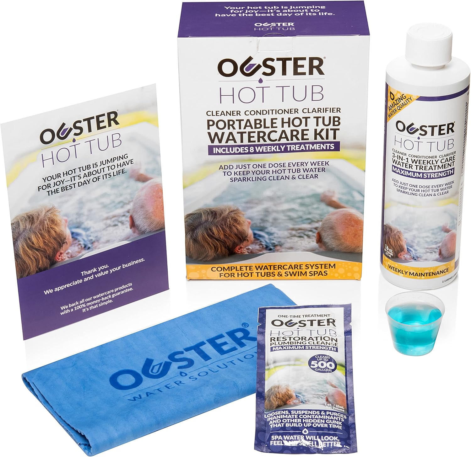 Ouster Hot Tub Cleaner– 3-in-1 Weekly Care for Portable Hot Tubs and Swim Spas – Sparkling Clean & Silky Soft Water – Reduces Harsh Spa Chemicals (Complete Kit) Pack of 2