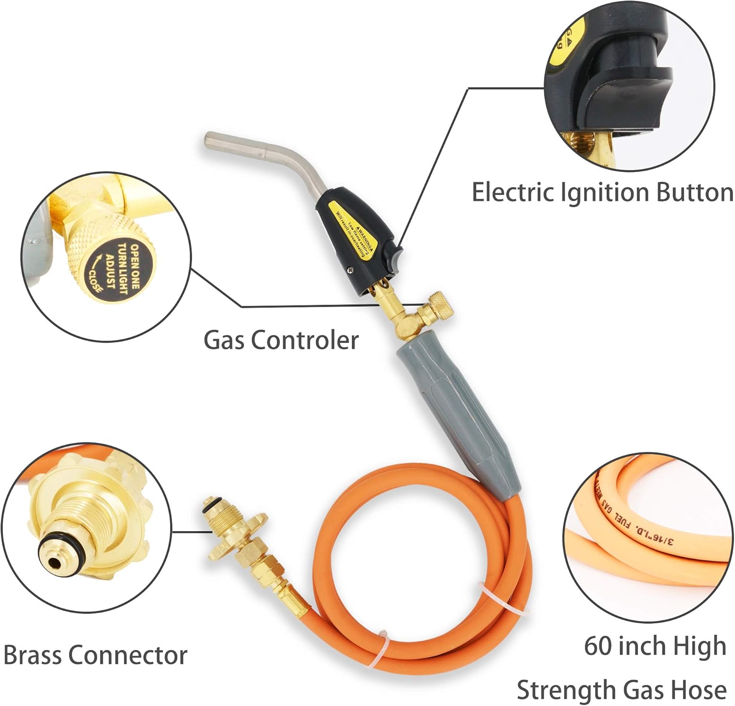 Welding Torch Fueled By 20 lb Propane With Type 1 Valve, OPD Valve Pack of 2