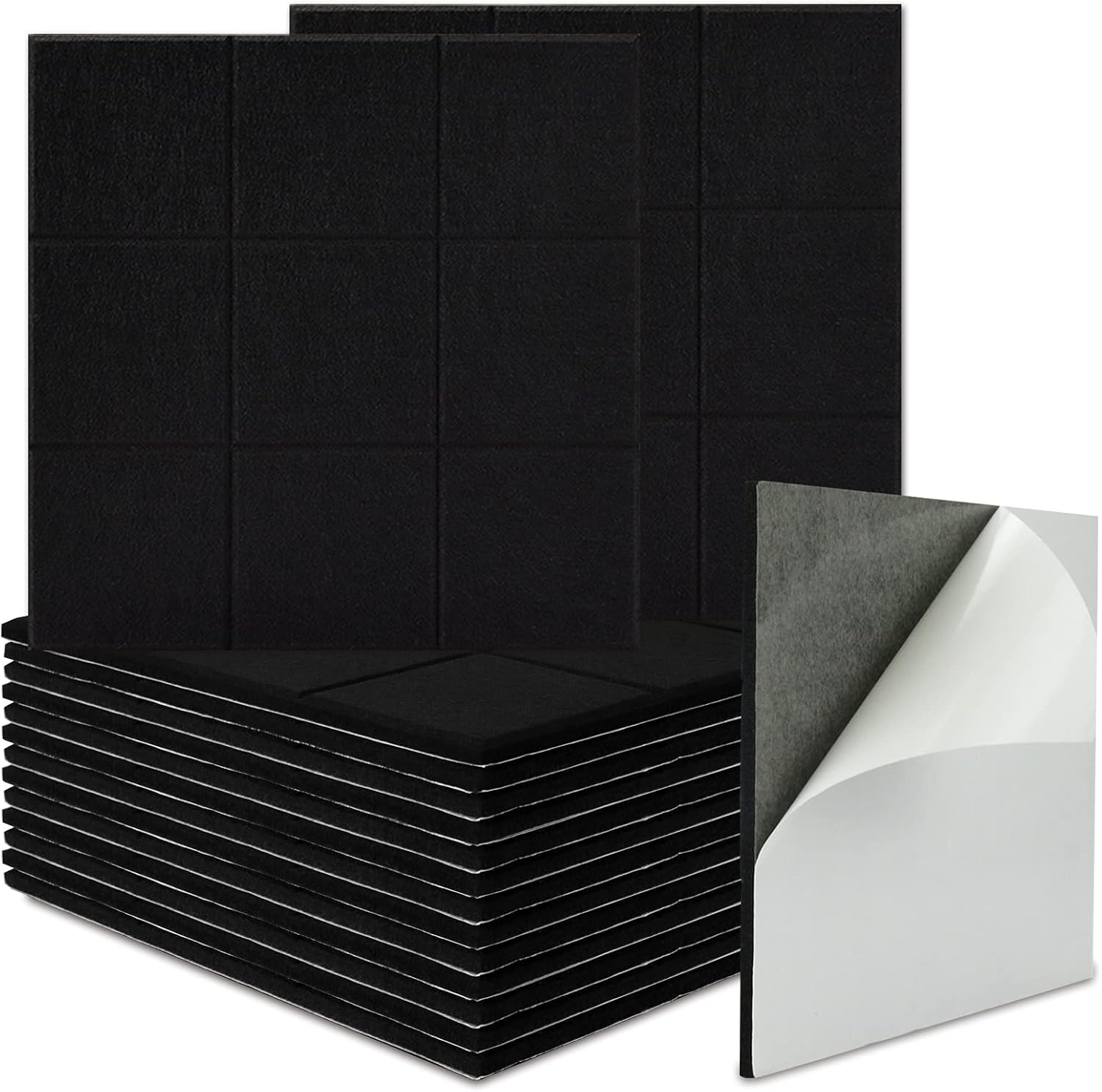 BXI Sound Absorber - 16 Pack Self-adhesive 12 X 12 X 0.4 Inches Acoustic Absorption Panels, Tackable Sound Absorbing Panels for Wall and Ceiling Acoustic Treatment (White) Pack of 2