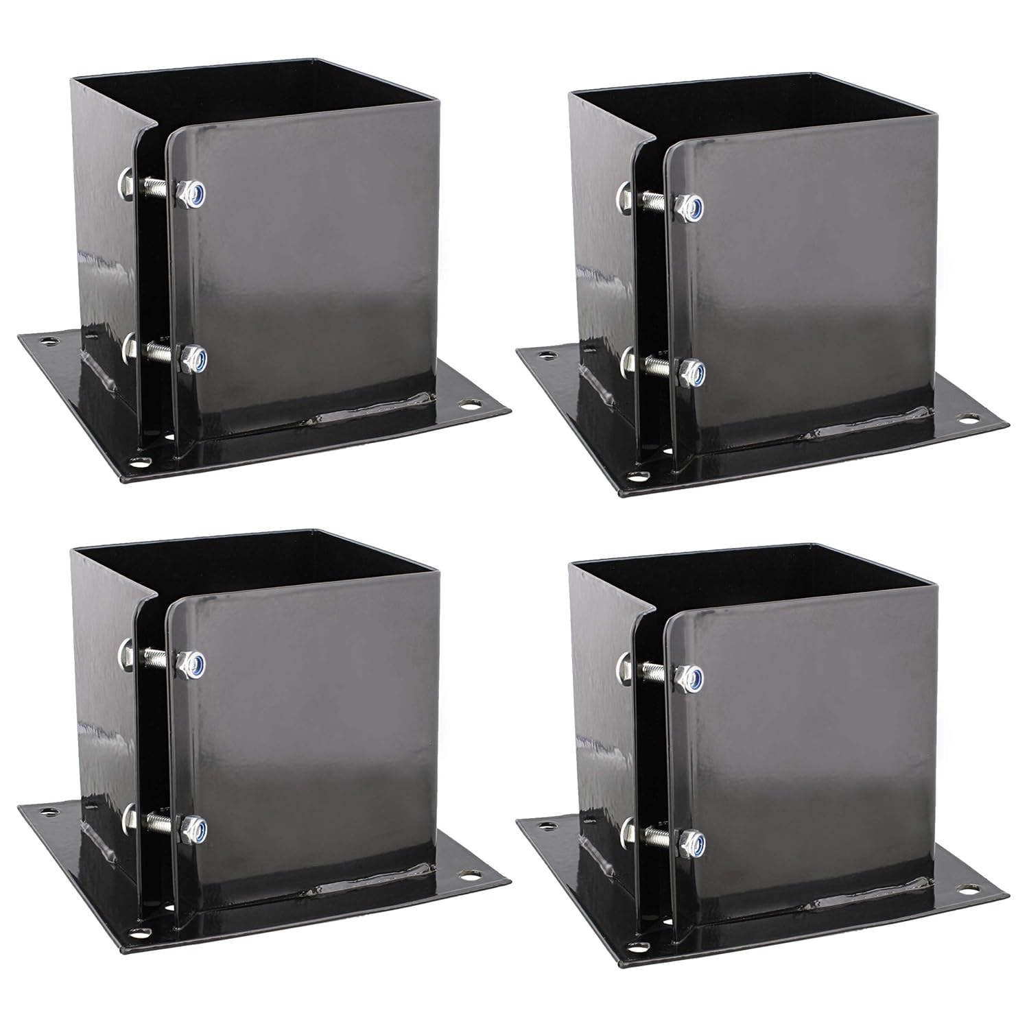 BISupply No Dig 6x6 Post Anchor Square Bracket 4pk - Bolt Down Post Base Wood Post Ground Anchor Fence, Mailbox, Deck