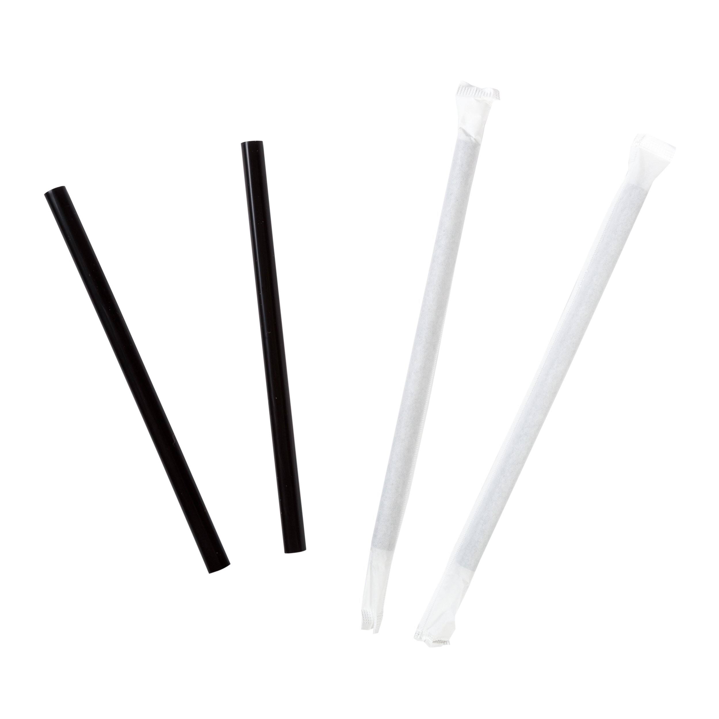 Amercare 5.75 inch Giant Black Paper Wrapped Straws, Case of 12,000