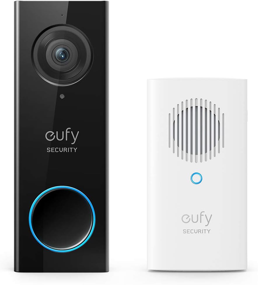 eufy Security, Wi-Fi Video Doorbell, HD 1080p-Grade, No Monthly Fee, Local Storage, Human Detection, Wireless Chime - Requires Existing Doorbell Wires and Installation Experience, 16-24 VAC, 30 VA
