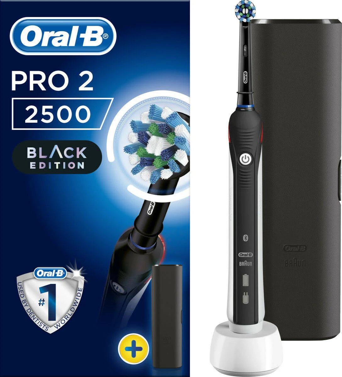 Oral-B Pro 2 2500 Black Edition + Travelcase Free Rechargeable Round Head
