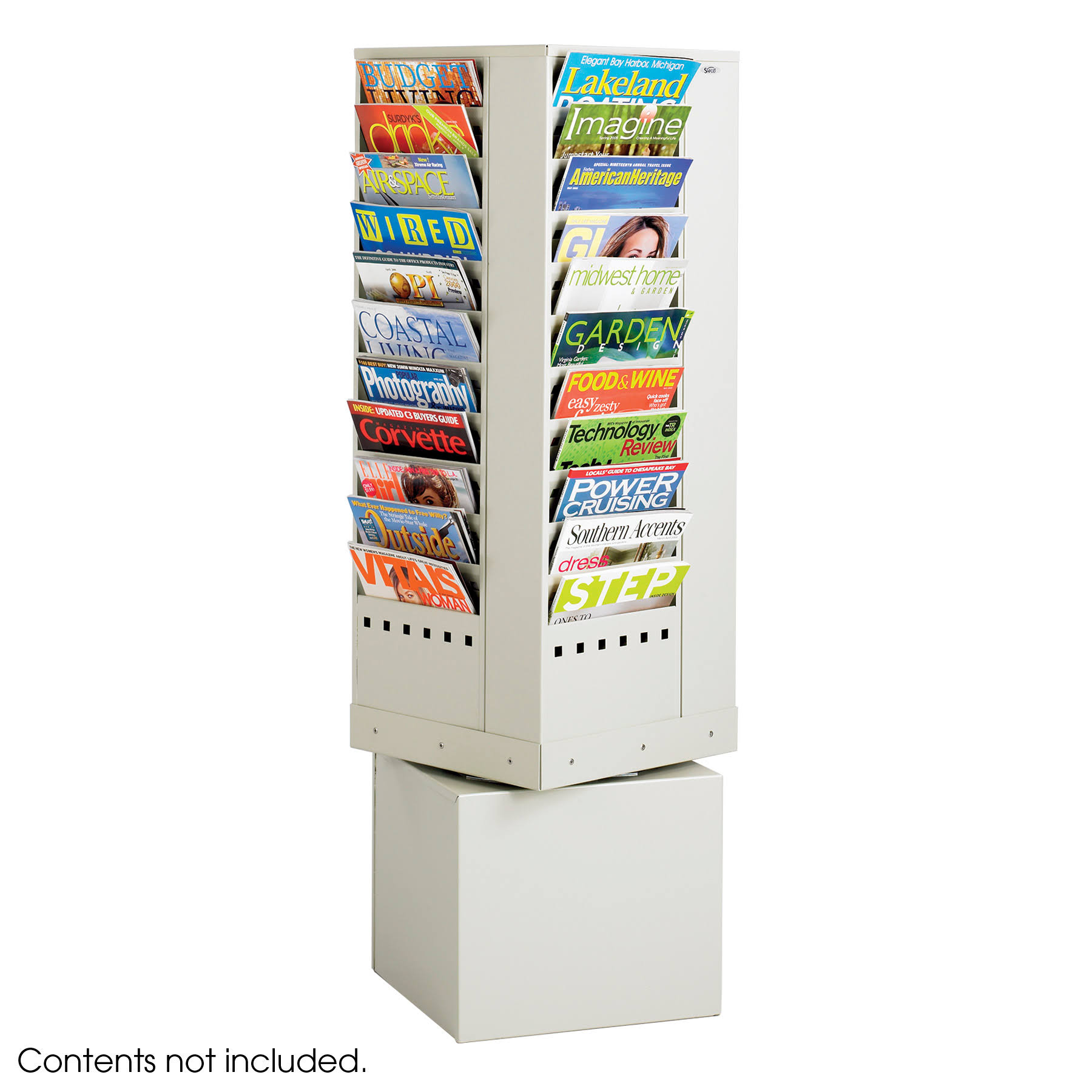 Safco 44 Pocket Steel Rotary Magazine Rack - Gray
