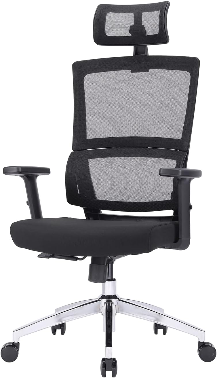 Ergonomic Office Chair - High Back Computer Chair with Lumbar Support-130&deg;Reclining & Rocking Mesh Executive Office Chair with Thick Seat Cushion & Rotatable Headrest, Blue