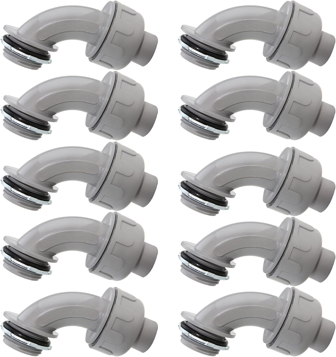 3/4 Inch Flexible Conduit Liquid Tight Connector Nonmetallic Liquid Tight 90° Conduit PVC Flexible Electrical Conduit Fittings UL Listed 10PACK Pack of 2