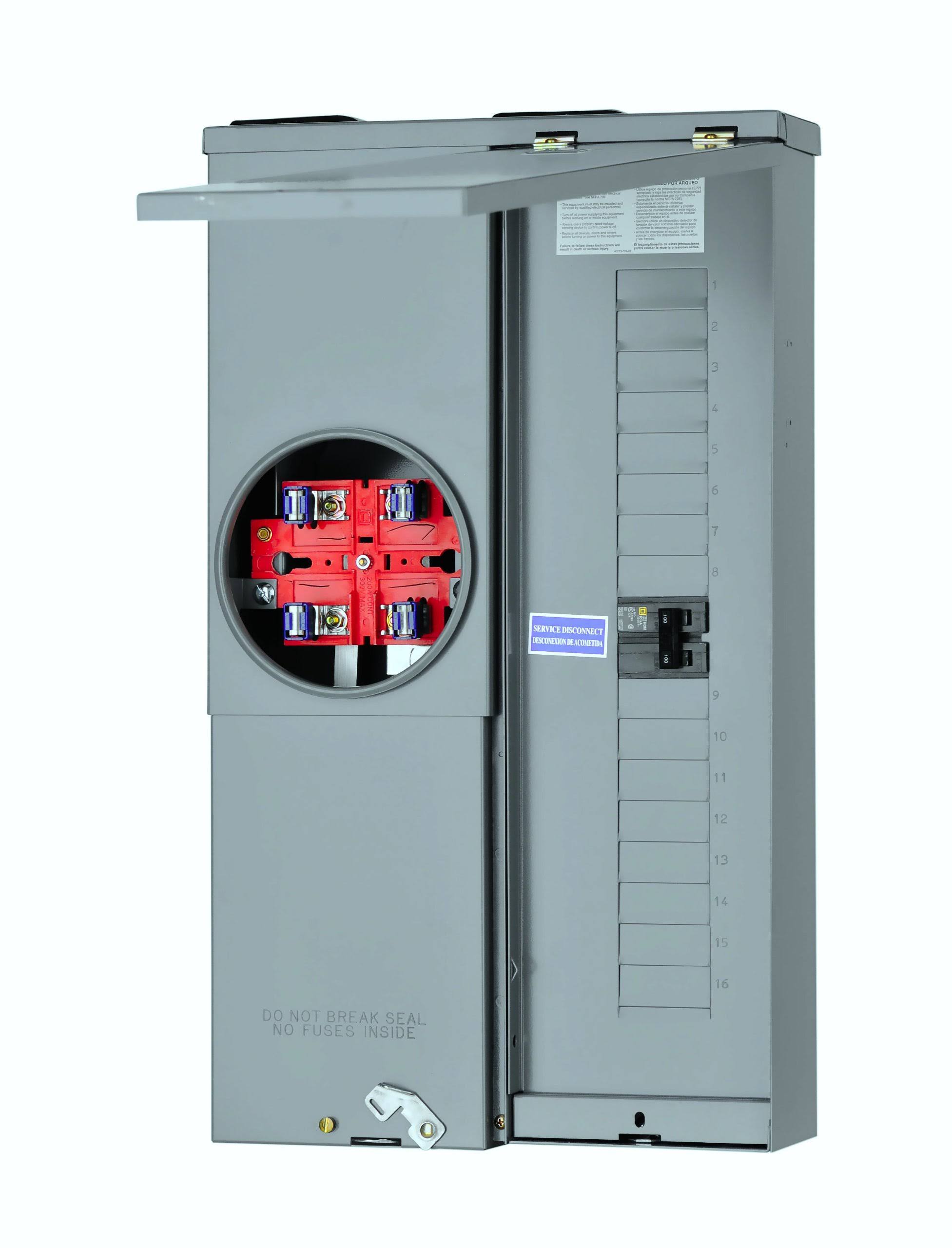 Square D SC1624M100S 100 Amp 16-Space 24-Circuit Outdoor Surface Mount
