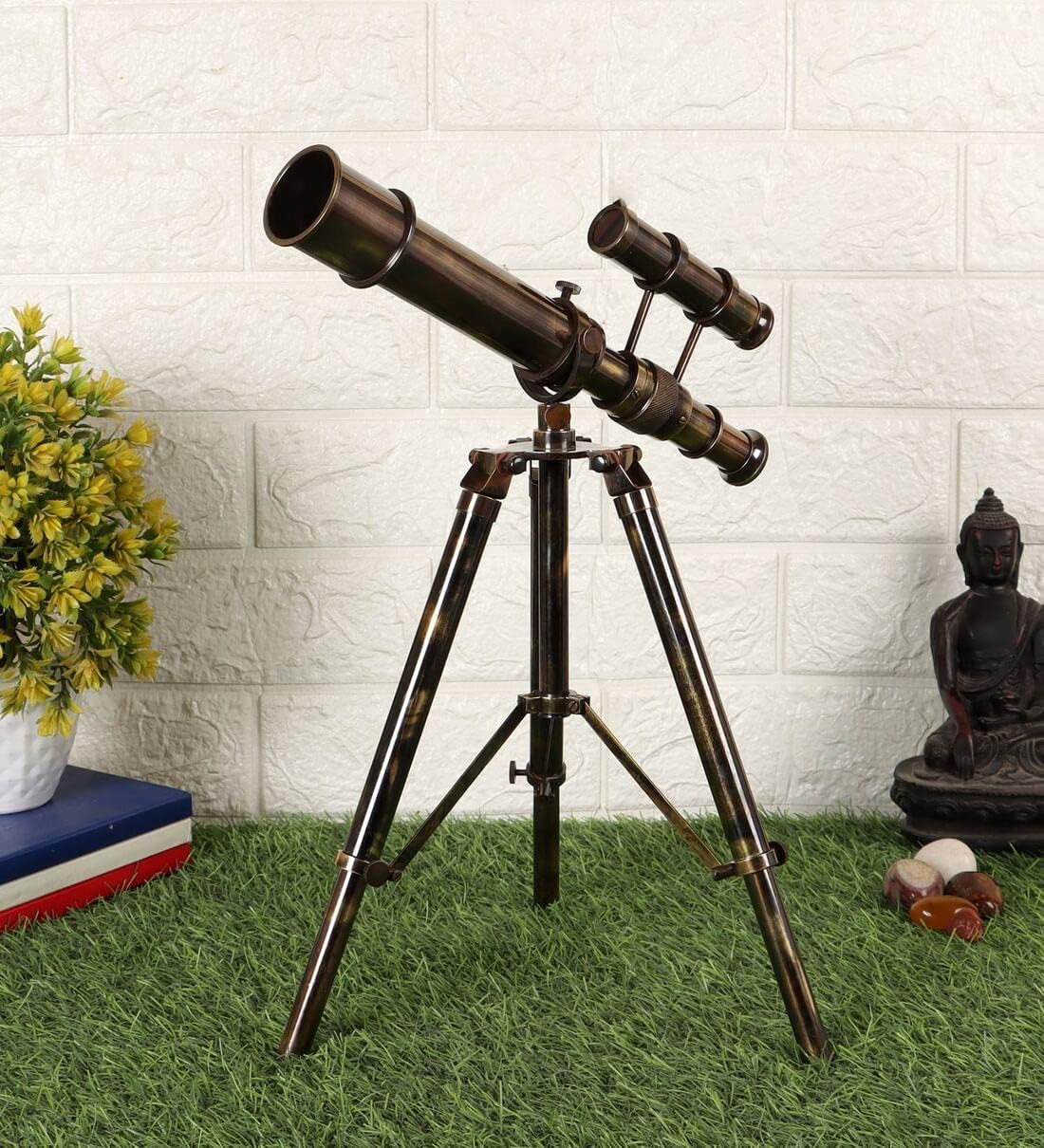 De Cube Nautical Antique Telescope Spyglass with Pure Brass Stand | Double Barrel Telescope | Home Decor Showpiece | Nautical Decor | Maritime Telescope | Handcrafted | Grab Beutiful Working artefact