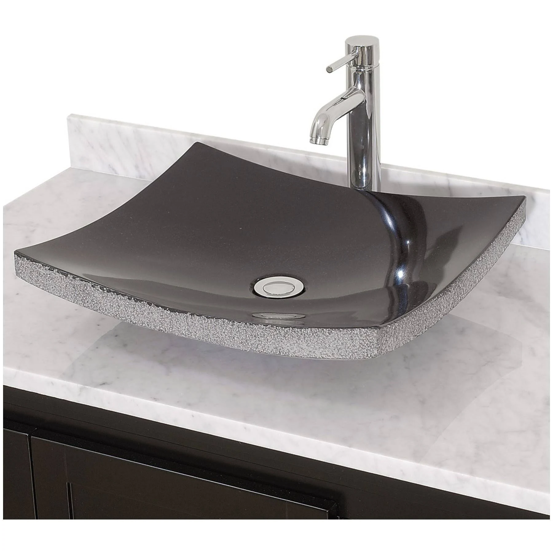 Wyndham Collection ,Altair, Vessel Bathroom Sink in Black Granite