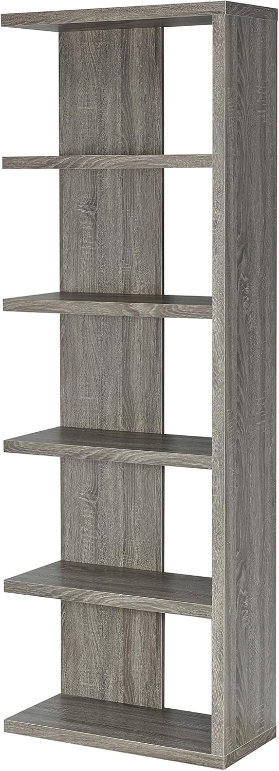Coaster Home Furnishings 5-Tier Semi-Backless Bookcase Weathered Grey