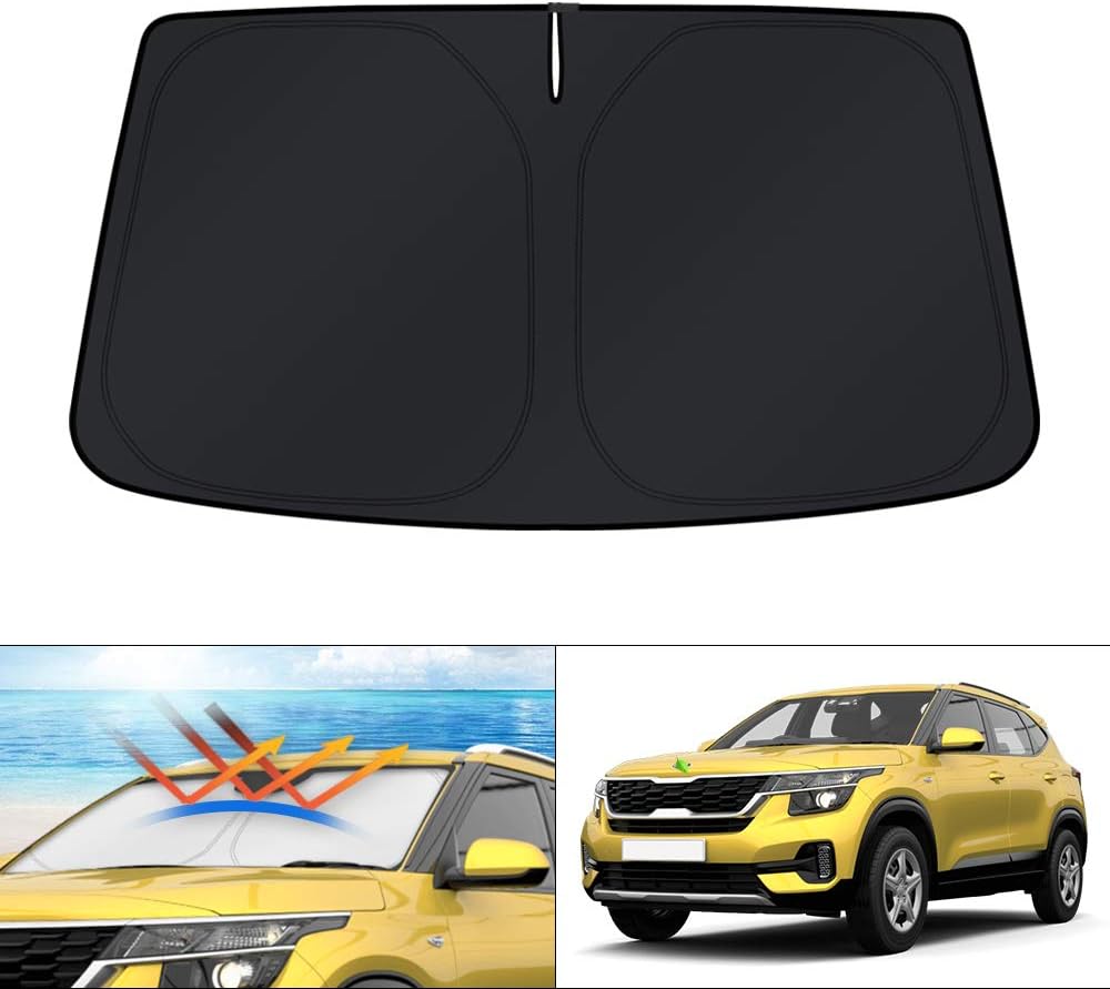 KUST Custom Fit Windshield Sun Shade for 2021 2022 KIA Seltos Accessories Window Shade Foldable Sun Visor Protector Blocks UV Rays Keep Your Car Cooler