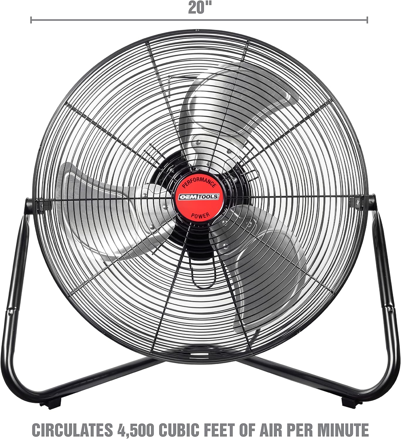 OEMTOOLS OEM24870 20 Inch High Velocity Floor Fan, Fans for Home 20 Inch with Metal Fan Blade, High Tech Fan, 4500 CFM, Energy Efficient, Black