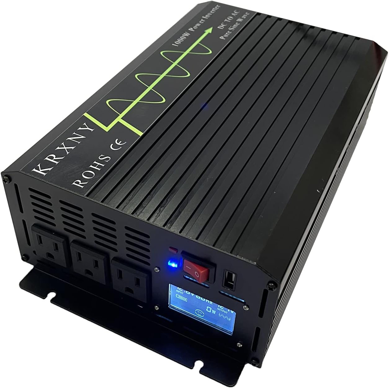 KRXNY 1000W Pure Sine Wave Power Inverter 12V DC to 110V 120V AC 60HZ with USB Port for Car/RV Home Solar System