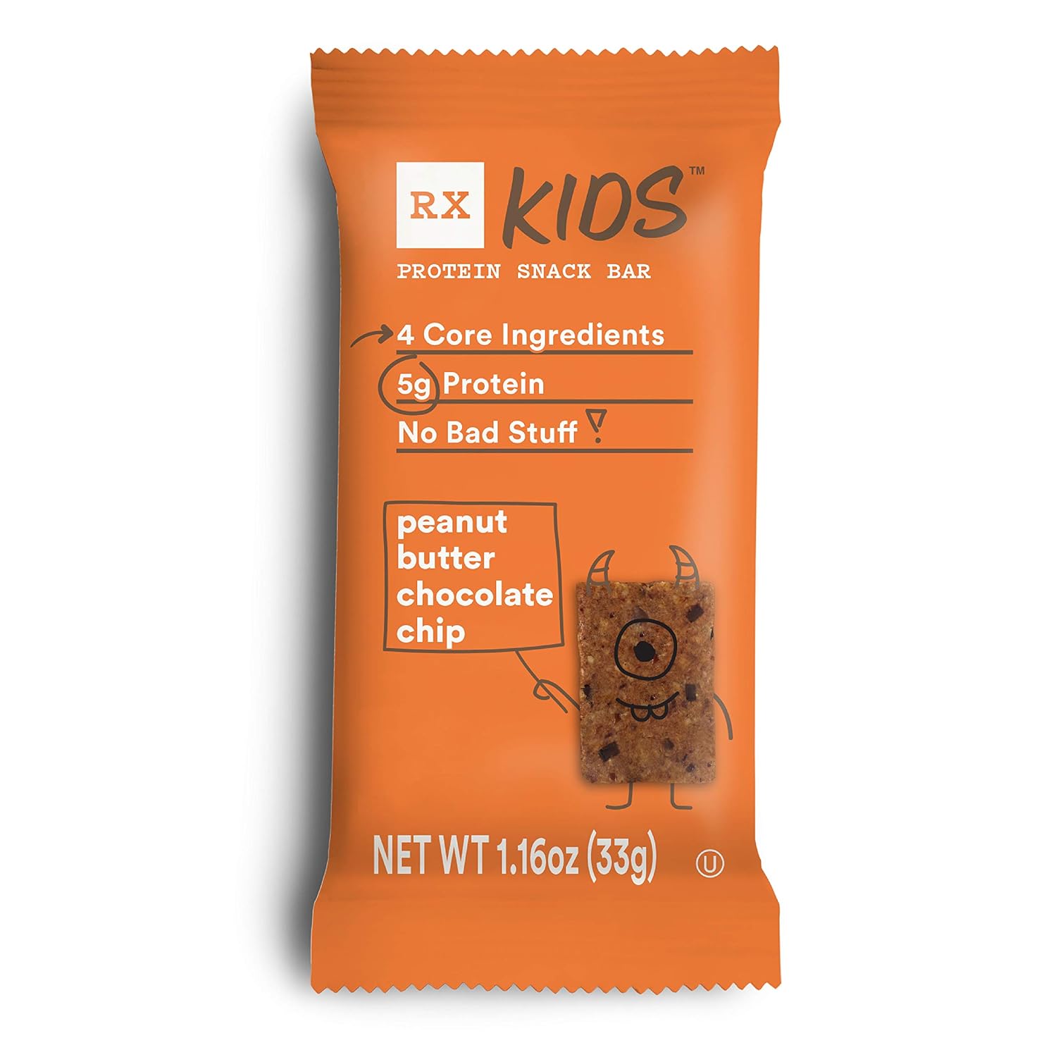 RXBAR, RX Kids Protein Snack Bar, Peanut Butter Chocolate Chip, 1.16oz Bars, 30ct, New Taste and Texture Pack of 2