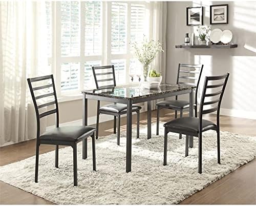 Pemberly Row Contemporary Metal Dining Room Table in Black