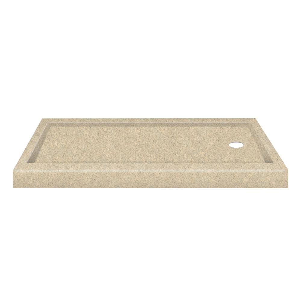 Transolid PAN3260R-B1 60x22 x 32x22 Decor Solid Surface Right-Hand Shower Base in Matrix Khaki