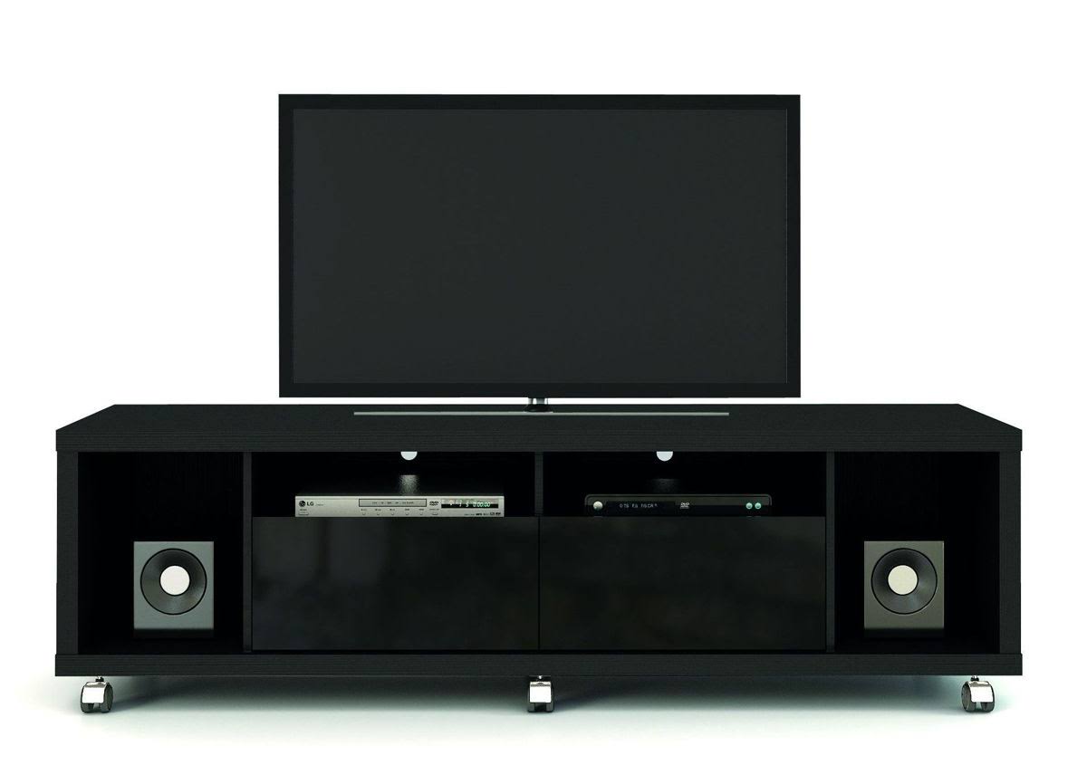 Manhattan Comfort Cabrini TV Stand 1.8 in Black Gloss and Black Matte