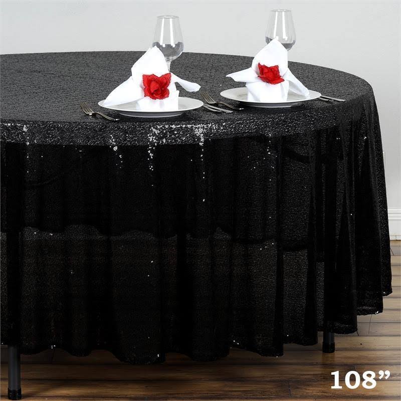 Balsacircle 108x22 Sequin Round Tablecloth - Wedding Party Linens