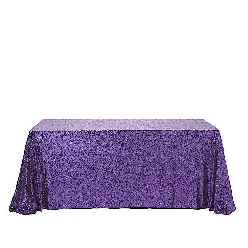 Balsacircle 90x156x22 Sequin Rectangular Tablecloth - Purple