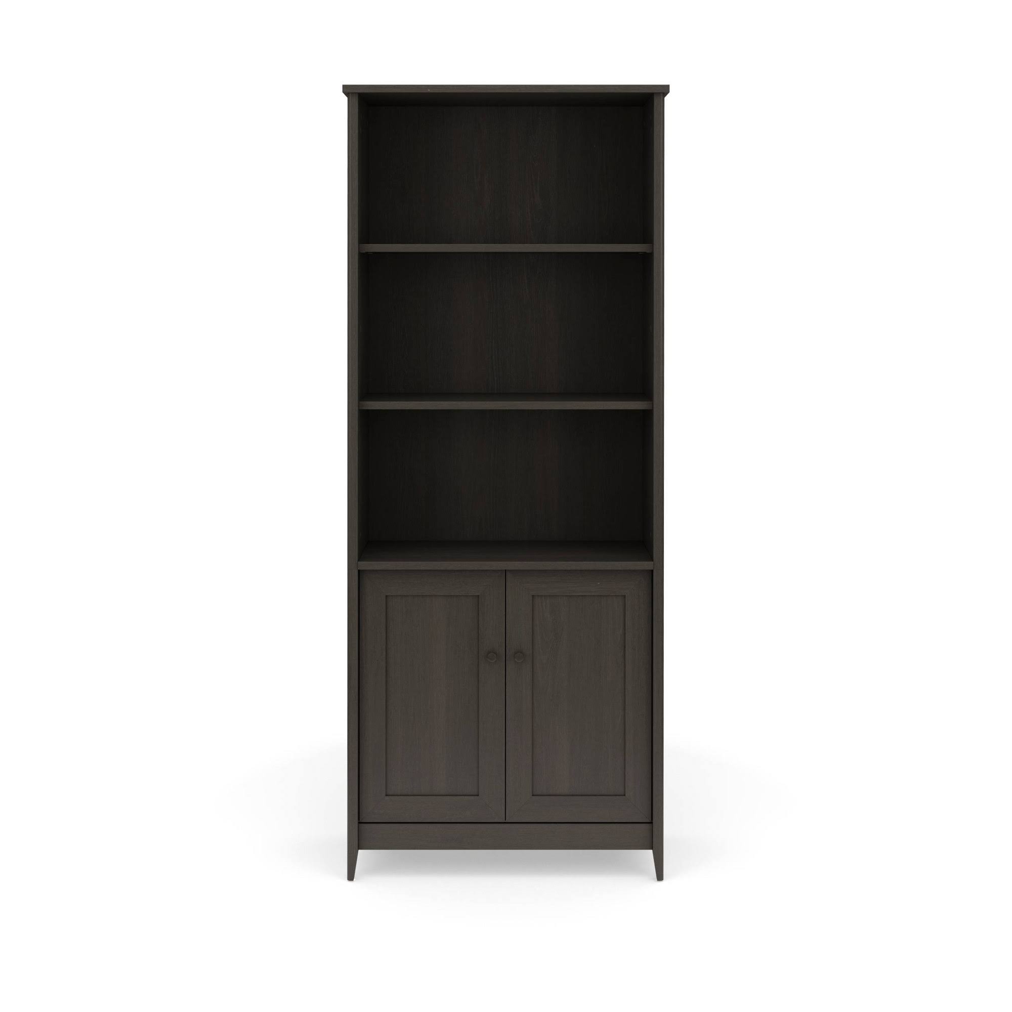 Quarters u0026 Craft Harvey Manor Collection Home Office Library Bookcase, in Brushed Black (qclibcb)