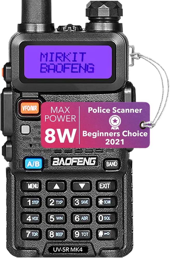 Mirkit Ham Radio Baofeng UV-5R MK4 8 Watt Max Power 2021 Two Way Radio with 1800 mAh Li-Ion Battery Pack and Mirkit Lanyard for your Baofeng Radio and Mirkit Software for Walkie Talkie Pack of 2
