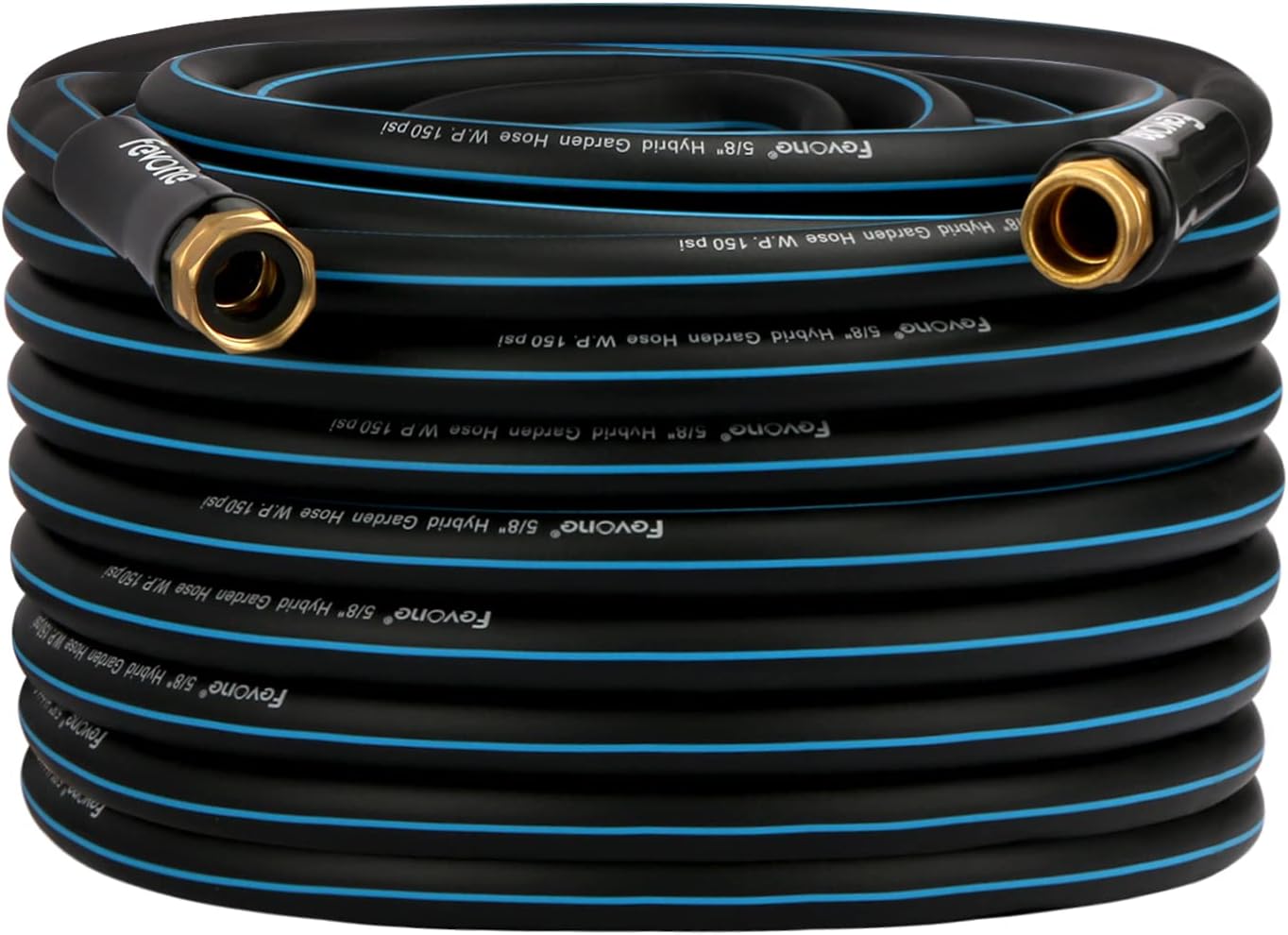 Fevone Garden Hose 100ft Heavy Duty Water Hose 5/8 Garden Hose Flexible Lightweight Garden Hoses 100 ft, 3/4 Solid Brass Fittings Pack of 2