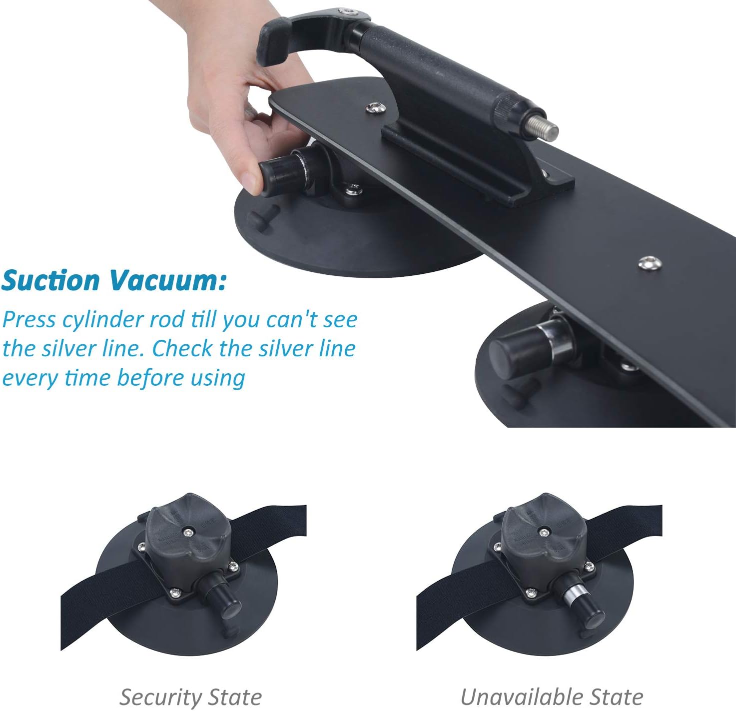 LONGWHEEL Bike Rack Suction Cup Quick Release Clamp Fork Installing with 4 Vacuum Cups and 2 Bike Carrier, Black