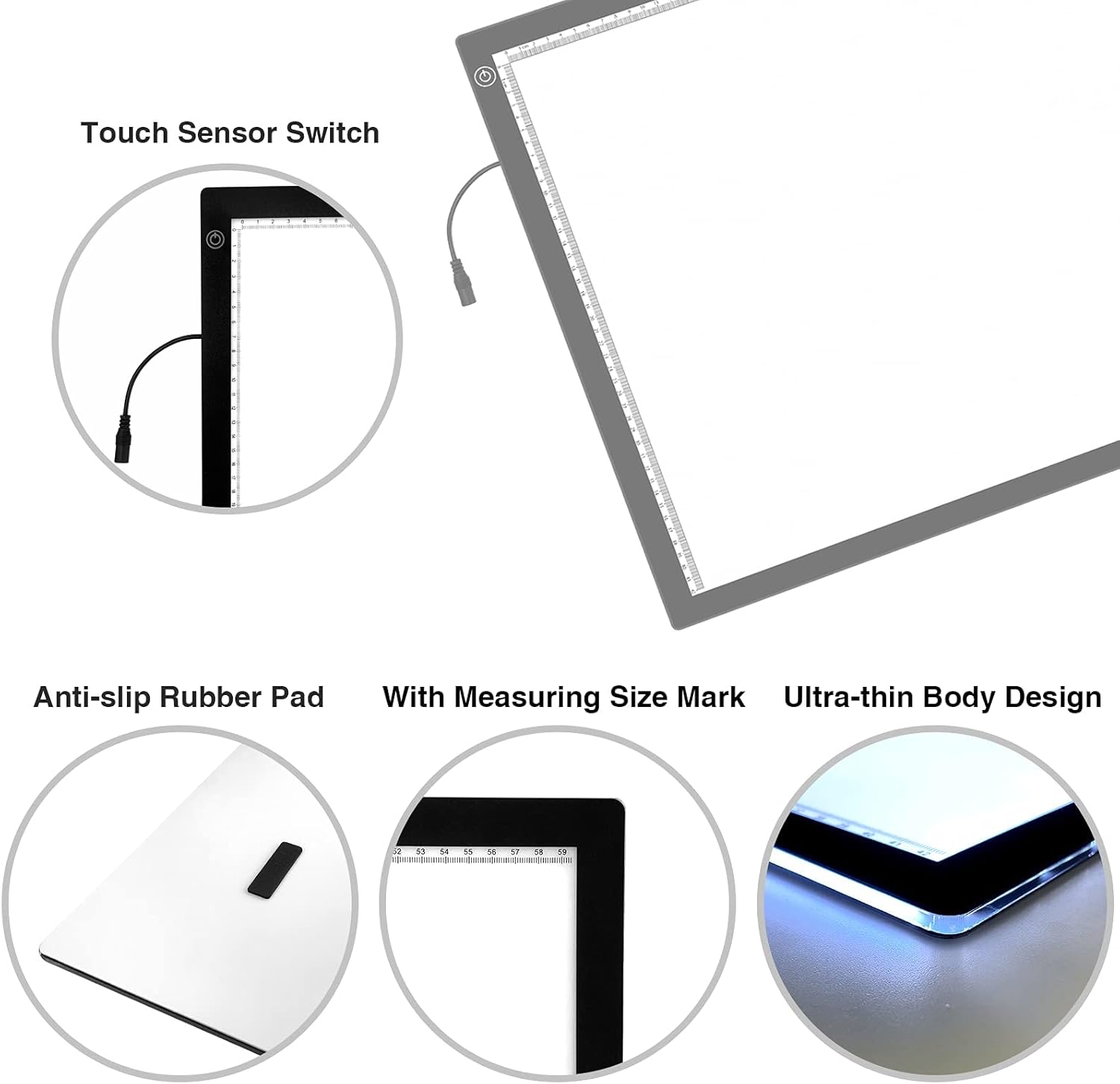 Kornculor A2 LED Tracing Board Ultra-Thin Light Box Eye-Friendly Light Pad Illumination Light Panel, Dimmable Brightness with Stand and Magnet, for Art Craft Drawing Stencil Sketching