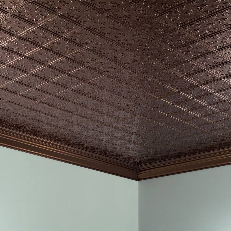 Fasade Traditional Pattern/Style #10 Decorative Vinyl 2ft x 4ft Glue Up Ceiling Tile in Oil-Rubbed Bronze (5 Pack)