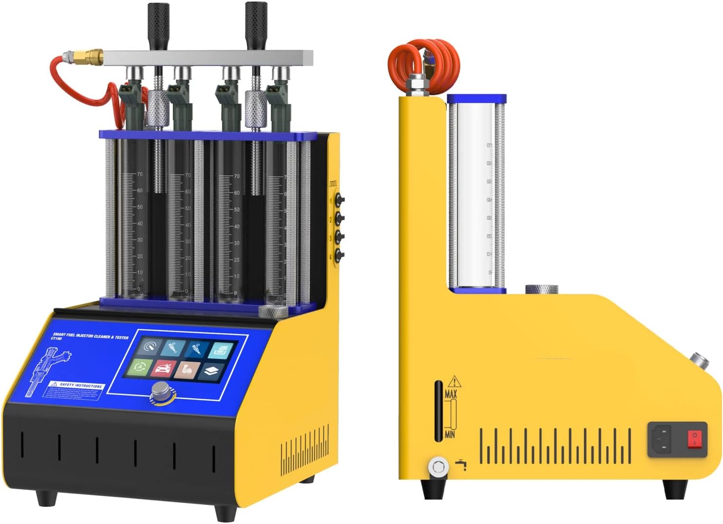 FXTUL Fuel Injector Cleaner Kit Injector Cleaner Tester Machine with 4-Cylinder Fuel Injection Cleaner Tool 220V/110V Automotive Fuel Injection System Cleaning Machine for Motorcycle Vehicle