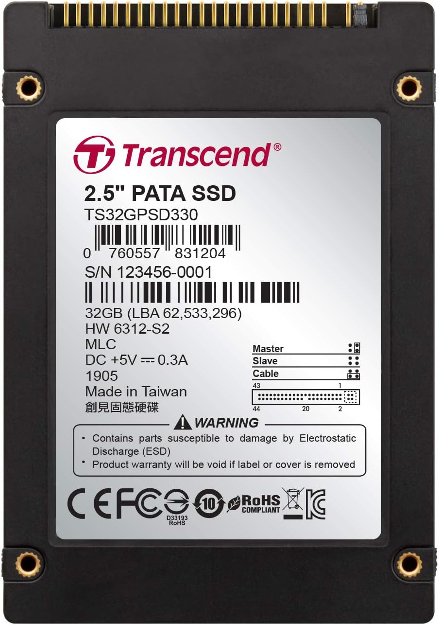 32GB Transcend PSD330 2.5-inch IDE Internal SSD Solid State Disk (MLC Flash) Pack of 2