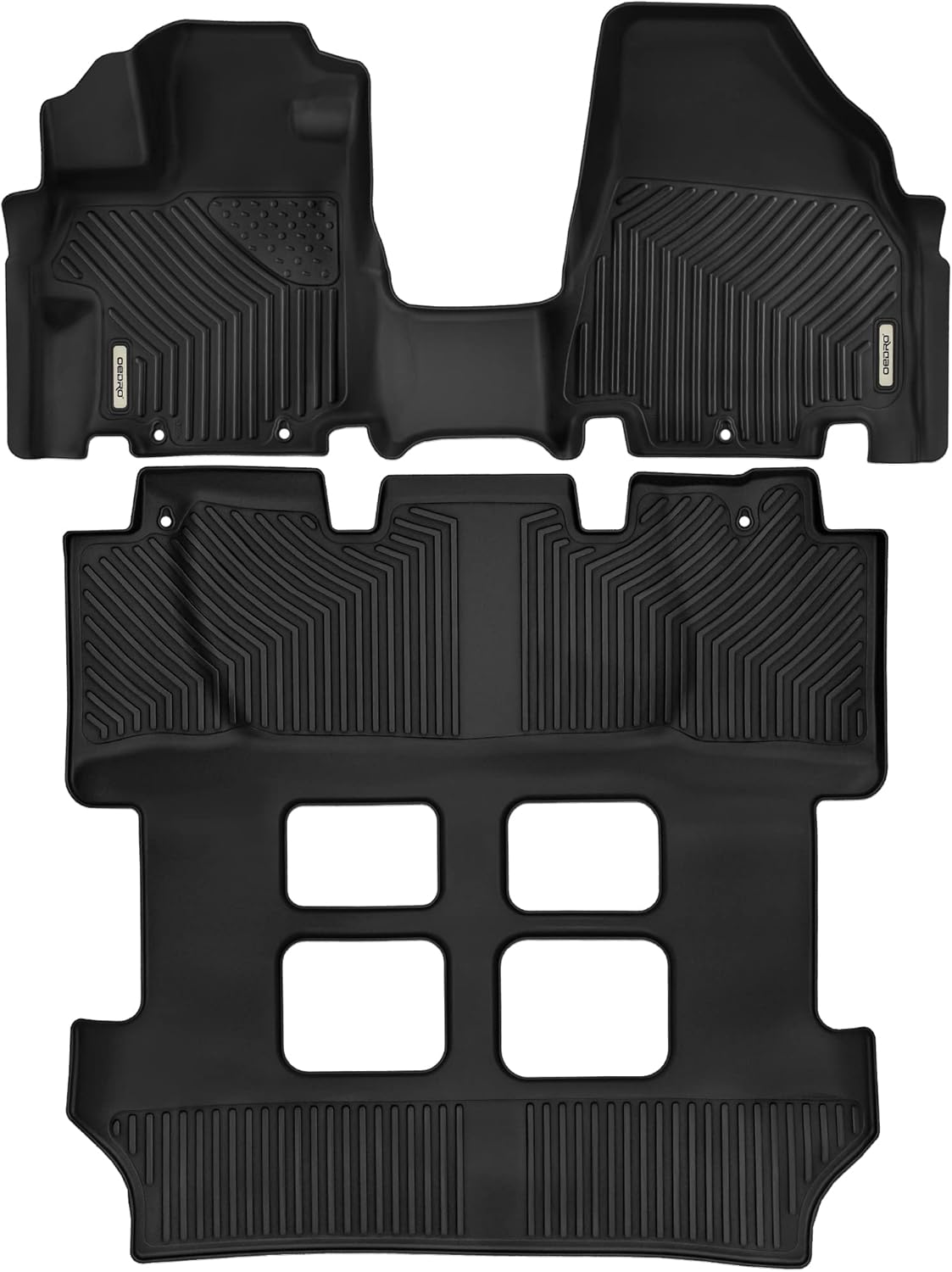 OEDRO All Weather Floor Mats 3 Row Liner Set Black Compatible for 2011-2017 Honda Odyssey, Includes 1st and 2nd 3rd Row Full Set Car Floor Liners