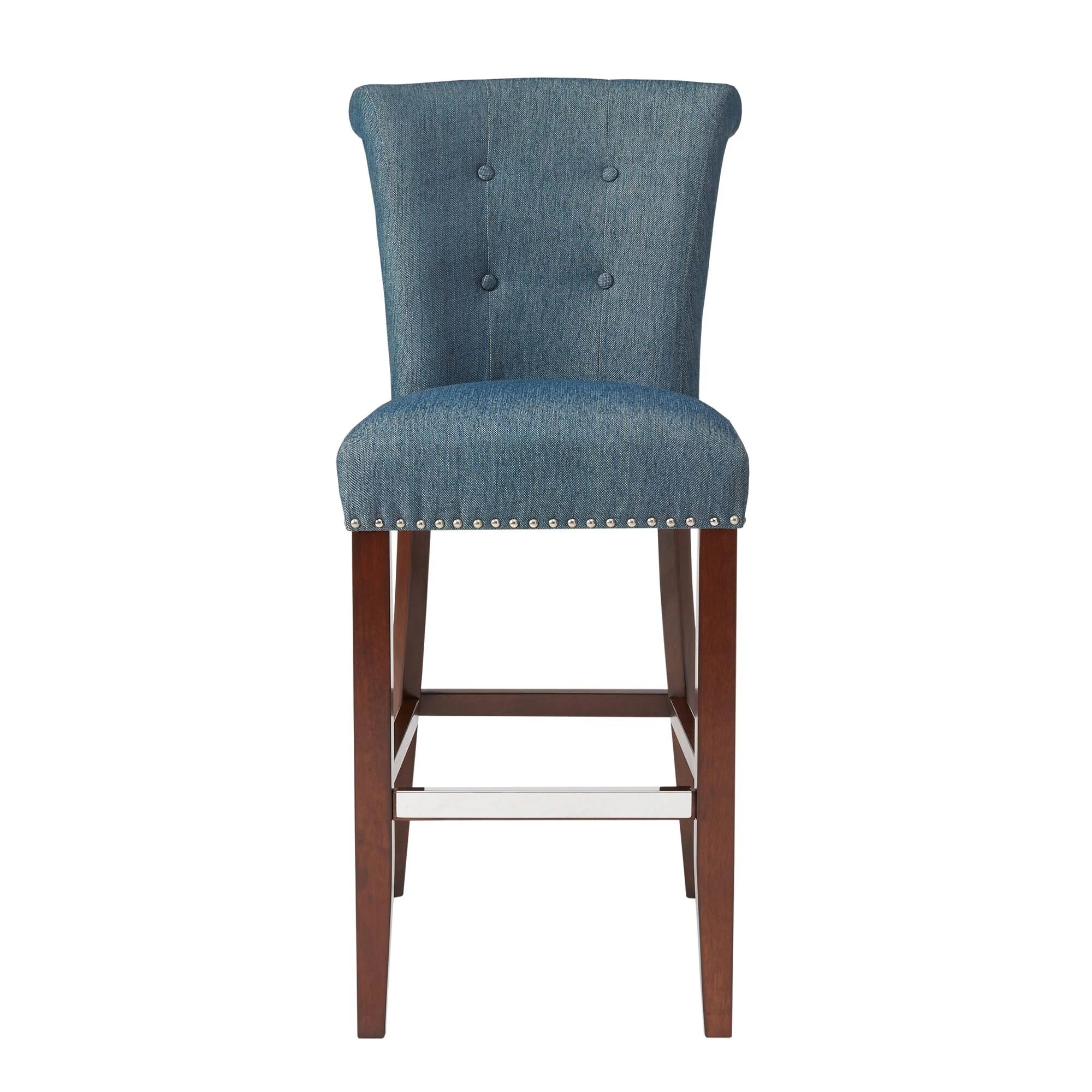Madison Park Weldon Roll Back Bar Stool, Blue