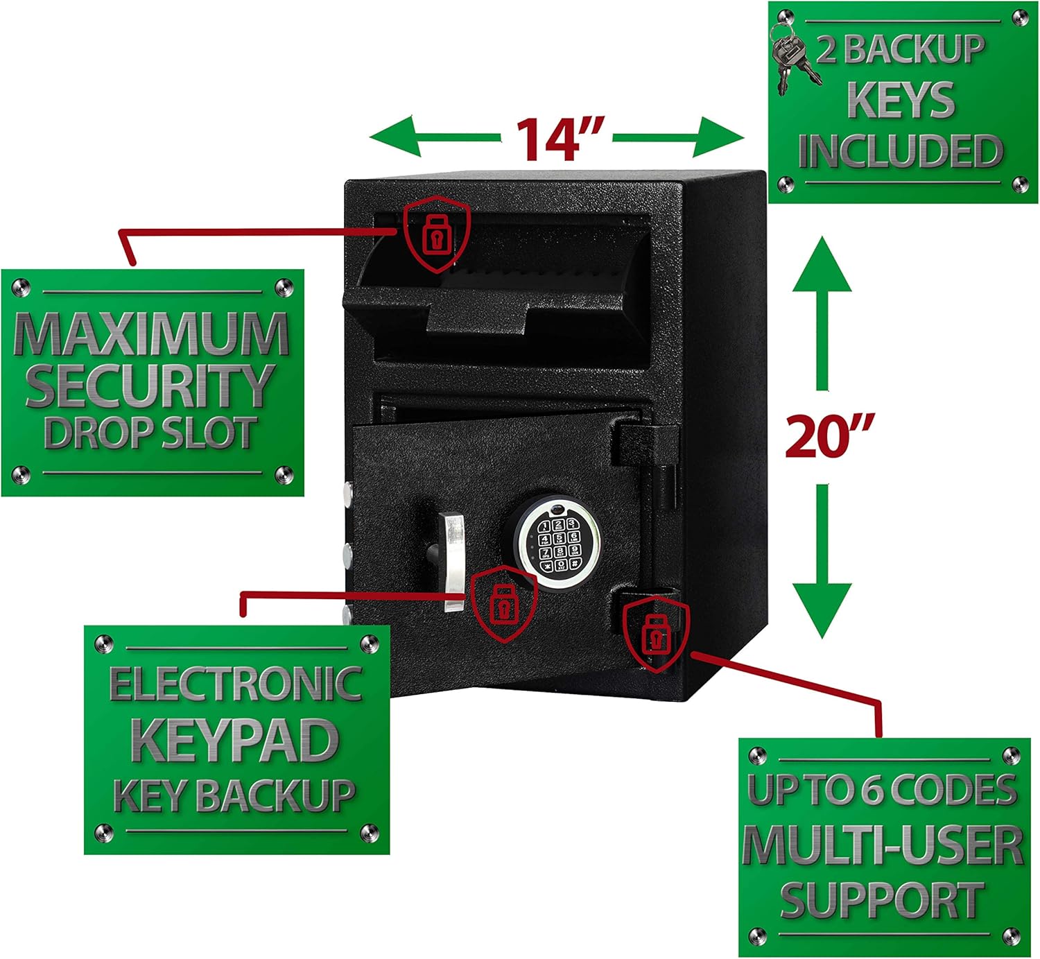 Templeton Safes Standard Depository Safe with Electronic Keypad Combination & Key Backup, 1.12 CBF