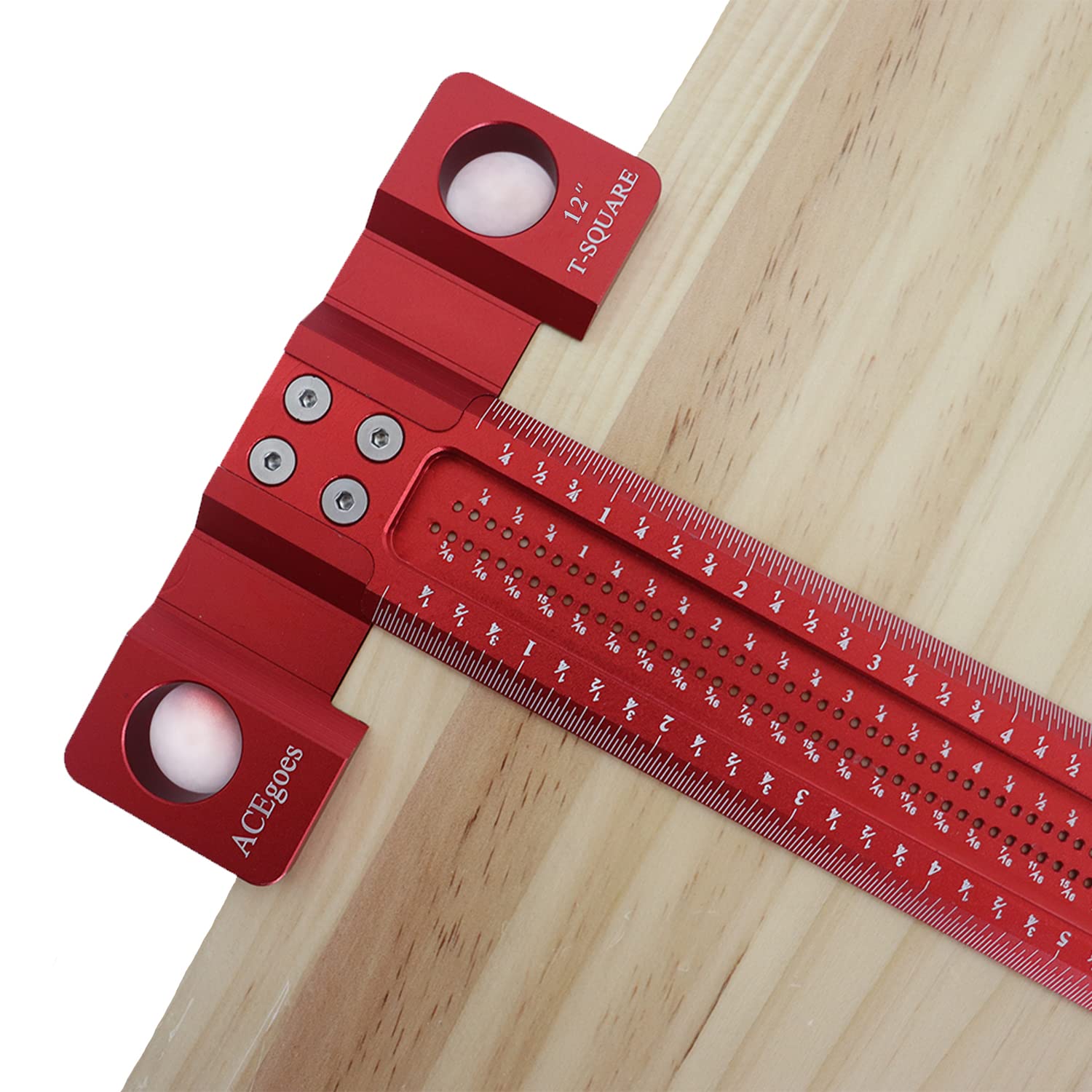 ACEgoes Woodworking Scriber T-Square Ruler 12in, Architect Ruler for Carpenter Work, Layout and Measuring Tools