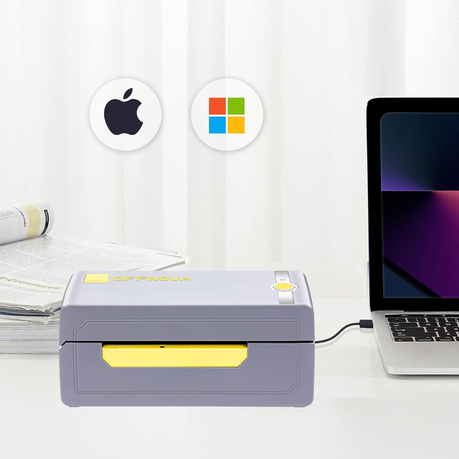 Thermal Label Printer, OFFNOVA 200mm/s High Speed 4&rdquo; x 6&rdquo; Shipping Label Printer for Packages, Compatible with Amazon, Ebay, Etsy, Shopify and FedEx, Support Multiple Systems