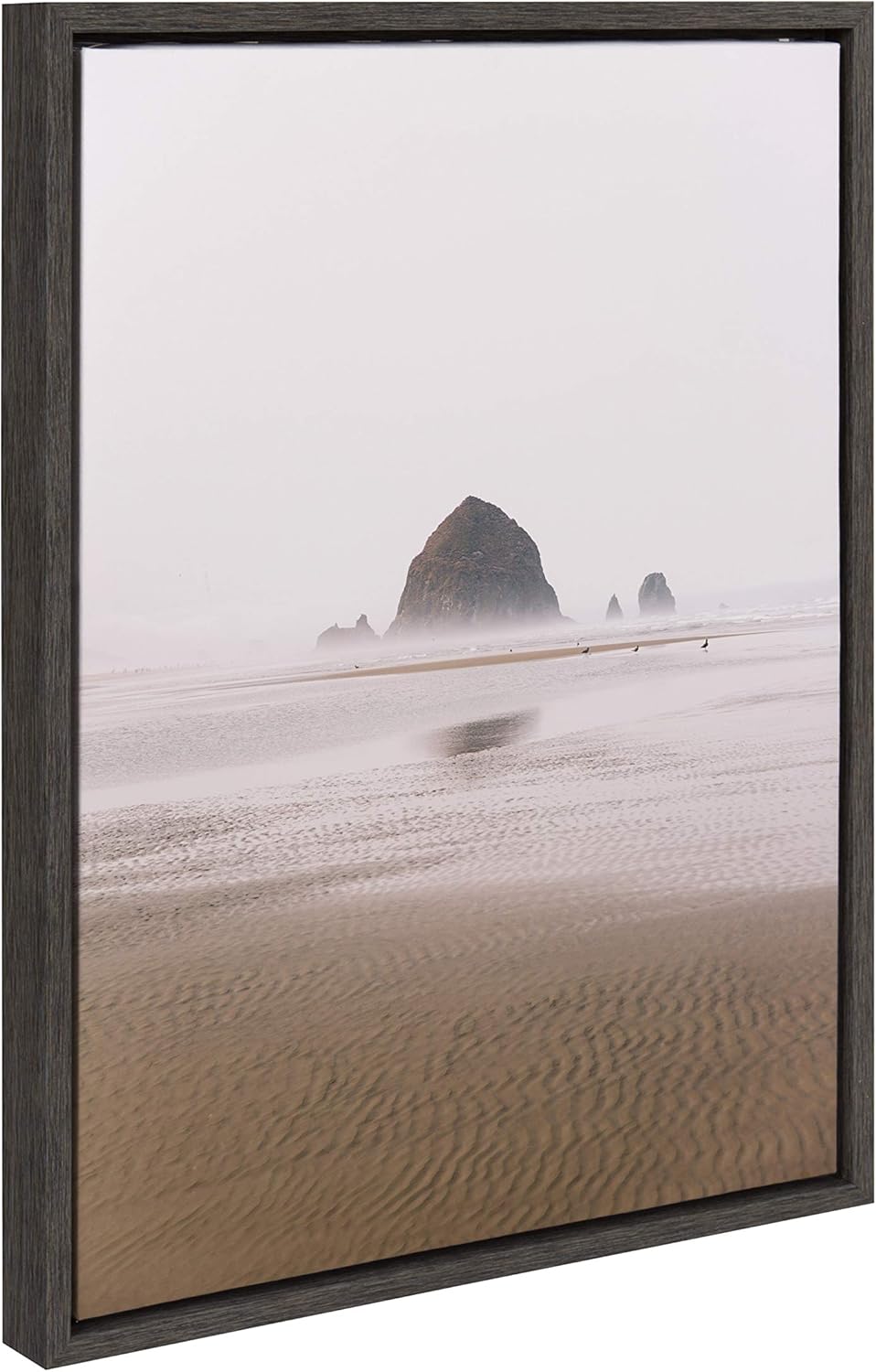 Kate and Laurel Sylvie Oregon Coastal Scene Photo Art Framed Canvas Wall Decor, Dark Gray 18 x 24 Pack of 2