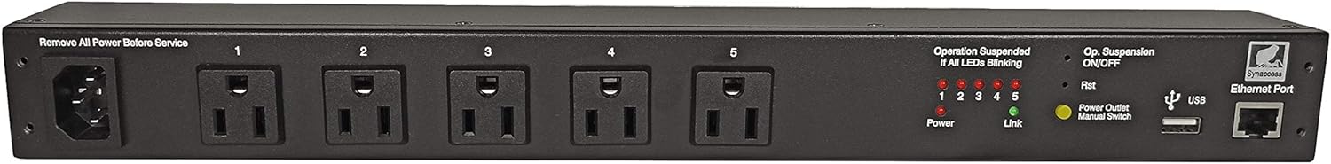 Synaccess NP-05B Remote Switched PDU, UL-STD TUV Listed, 5 Outlets. Manufactured and Supported in USA. Control Via Web, Telnet, USB Serial Port.