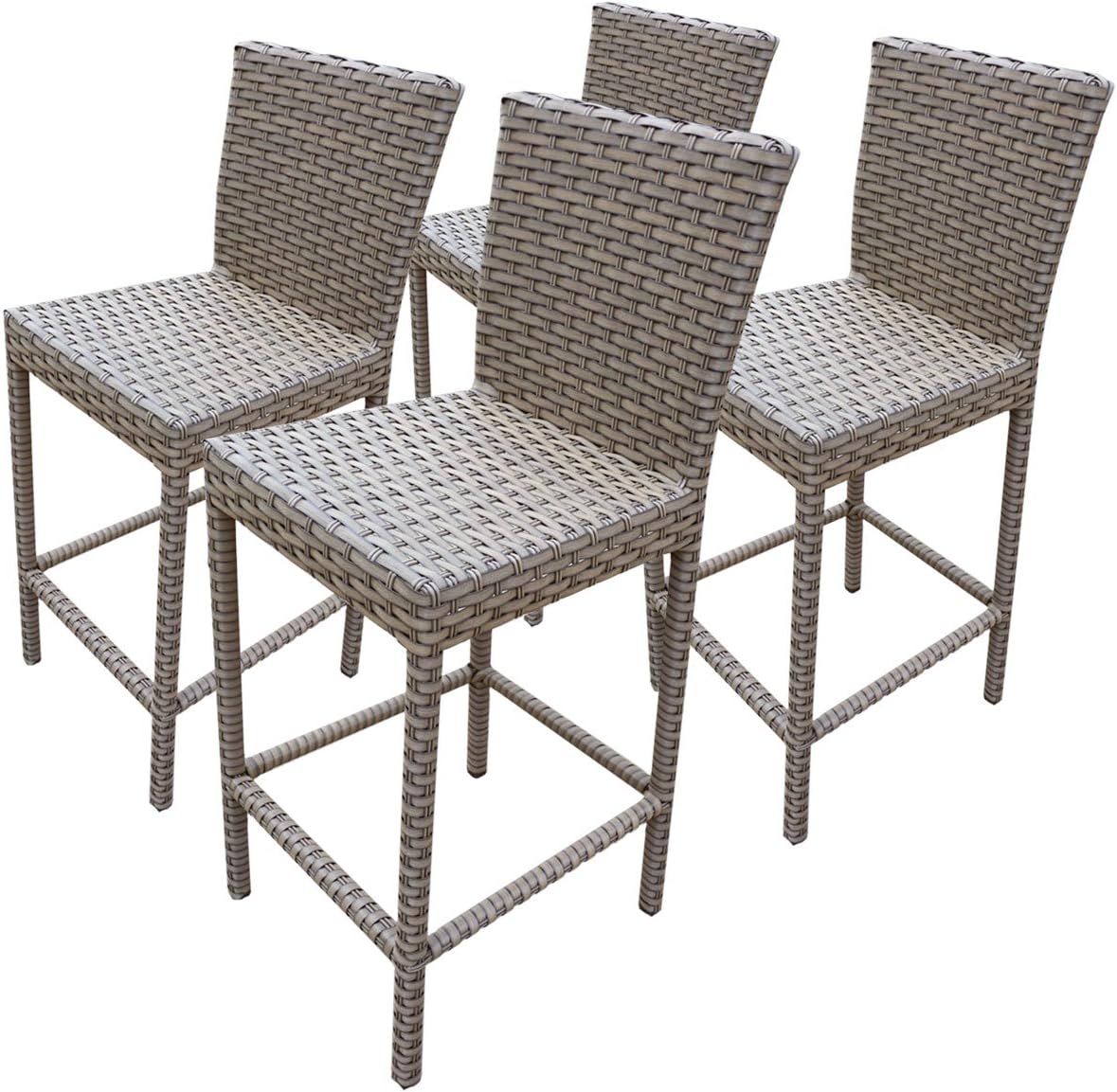 TK Classics Oasis 2 Piece Barstools with Back, Grey Stone