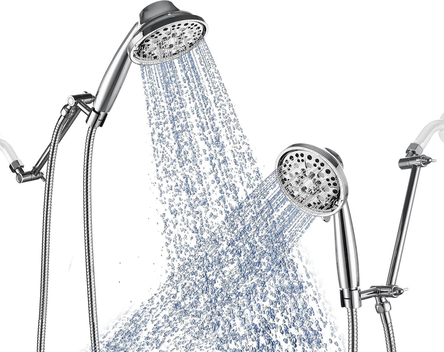 Handheld Shower Head with 8'' Extension Arm/Adjustable Handheld Showerhead 7 Spray Settings with Locking Connector,1.5M Hose, Anti-leak Pack of 2