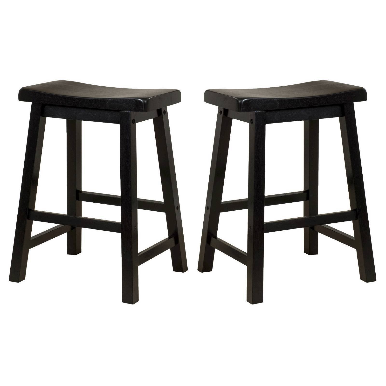 Pomeroy Saddle 24x22 Counter Stool Black (Set of 2) Christopher Knight Home