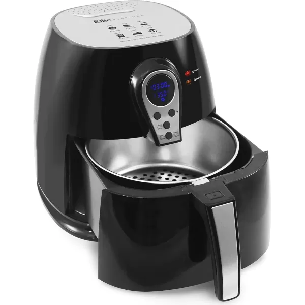 Air Fryers EAF-2500D Dual Basket 3.5Qt Electric Digital Hot Air Fryer, 1400-Watts, Oil-Less Healthy Cooker, Temp/Timer Settings, Includes 26 Full Color Recipes, Black(3.2 Quart)