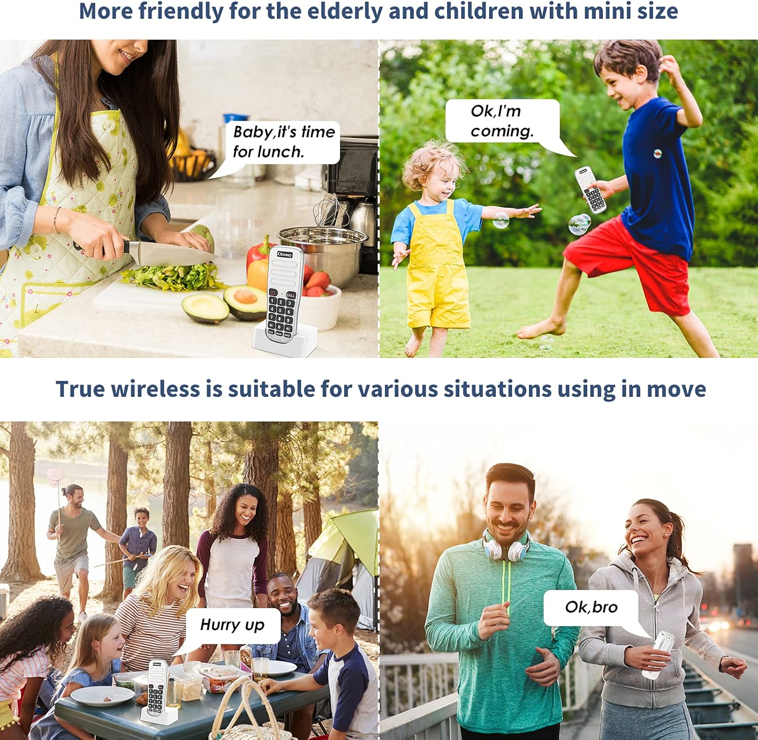 Rechargeable Intercoms Wireless for Home Room to Room 5280 Feet Range 10 Channel, Wireless Intercom System for Home Business Office, Chtoocy Handheld Communication System Expandable (4 Packs, White)