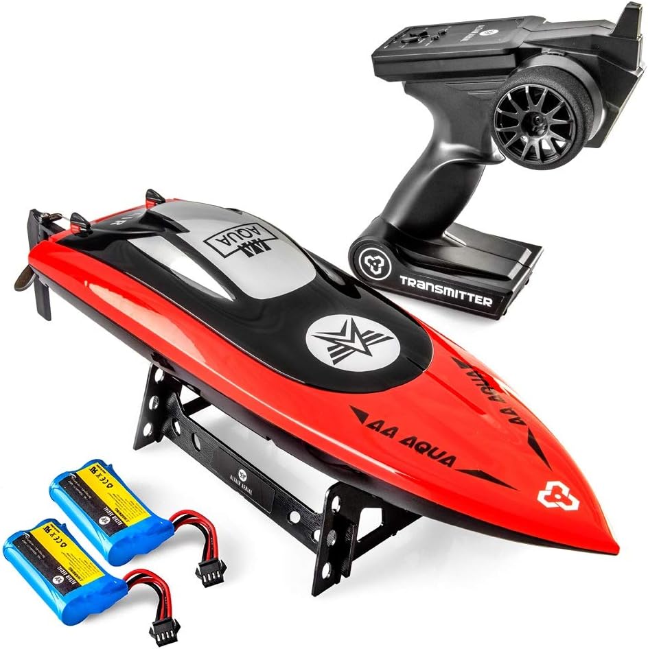 Altair AA102 RED RC Boat for Pools or Lakes [Ultra Fast Pro Caliber] Free Priority Shipping | Water Safety Propeller & Self Righting System | 2 Batteries Included | 30 km/h (Lincoln, NE Company) Pack of 2