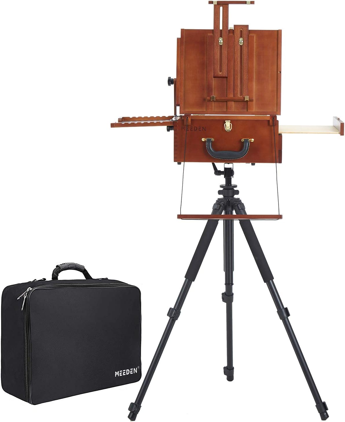 MEEDEN Artist Pochade Box for Plein Air Painting Easel,Compact Aluminum Travel Tripod,Nylon Carry Bag,Portable French Easel with Storage for Outdoor Painting and MakeTravelling Easy and Fun