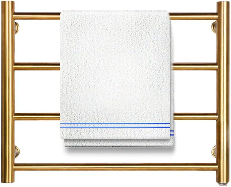 RDREAM Wall Mounted Electric Towel Warmer, 4/12-Bar Electric Warming Towel Rack for Home Bathroom, 304 Stainless Steel, Hardwired and Plug in Options, Brushed Gold,1,L