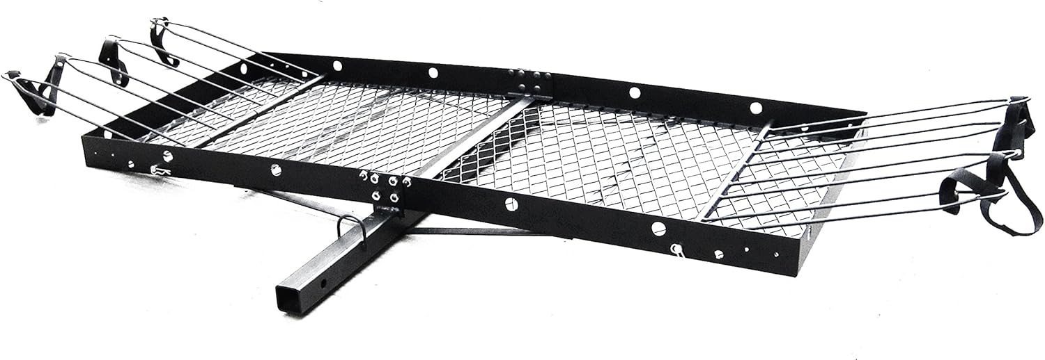 Tow Tuff 62 Inch 500 Pound Capacity Steel Cargo Carrier Trailer Car or Truck Rear Bumper Bike Rack, Fits All 2 Inch Receivers, Black