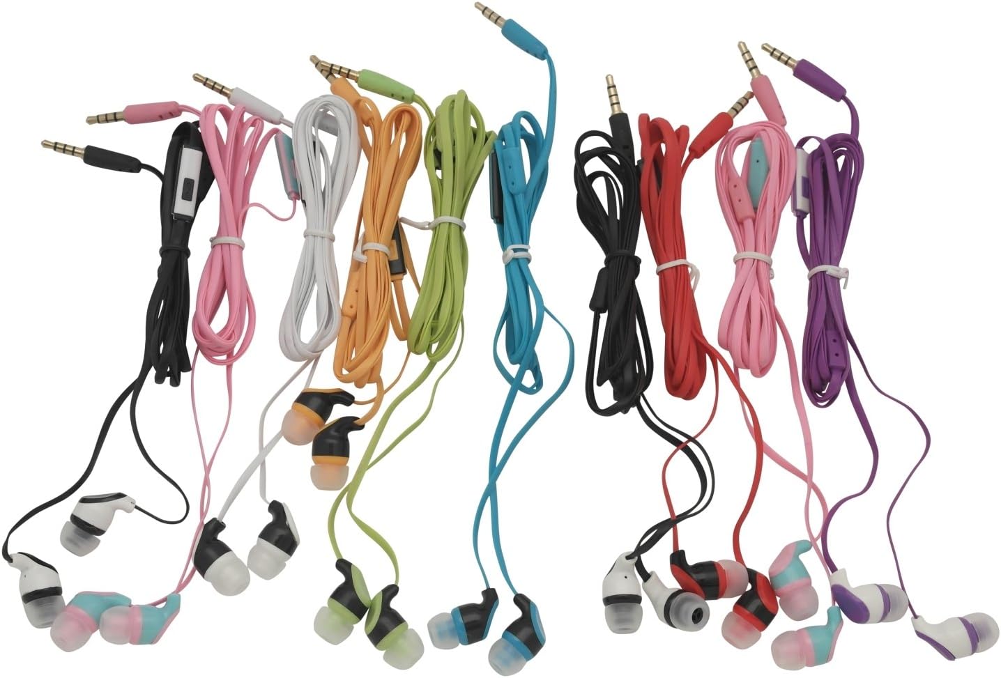 JustJamz Kidz Mic Call with Mic Stereo Earbud Headphones Mixed Colors (50 Packs) Pack of 2
